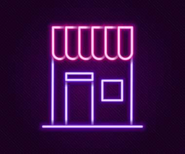 Parlayan neon hattı simgesi siyah arka planda izole edilmiş. Renkli taslak konsepti. Vektör.