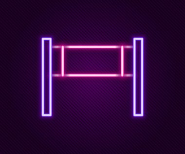 Parlayan neon hattı voleybol ağı simgesi siyah arkaplanda izole edildi. Renkli taslak konsepti. Vektör.