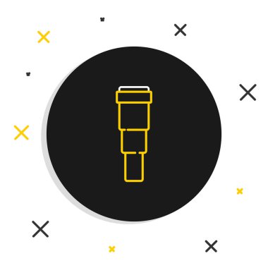 Çizgi Spyglass teleskop mercek simgesi beyaz arkaplanda izole edildi. Denizci dürbünü. Renkli taslak konsepti. Vektör.