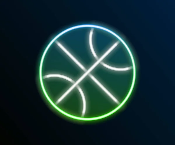 Leuchtende Leuchtschrift Basketballsymbol Isoliert Auf Schwarzem Hintergrund Sport Symbol Buntes — Stockvektor
