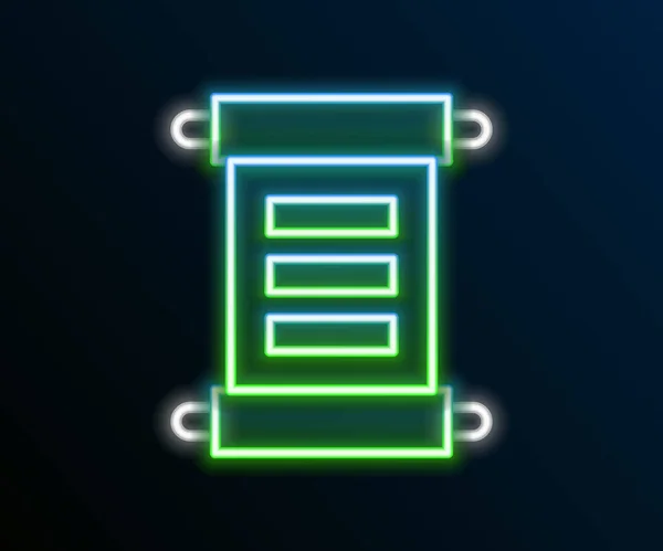 Gloeiende Neon Lijn Decreet Papier Perkament Scroll Pictogram Geïsoleerd Zwarte — Stockvector