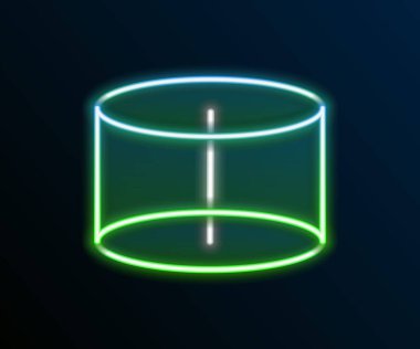Parlayan neon hattı Geometrik figür silindir simgesi siyah arkaplanda izole edildi. Soyut şekil. Geometrik süs. Renkli taslak konsepti. Vektör.
