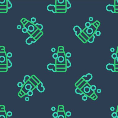 Şampuan ikonu çizgisi mavi arka planda izole edilmiş pürüzsüz desen. Vektör.