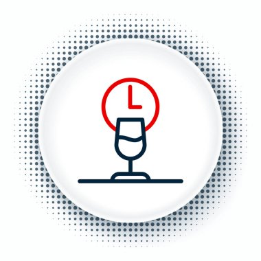 Beyaz arkaplanda çizgi şarap zamanı simgesi izole edildi. Şarap kadehi. Şarap kadehi işareti. Renkli taslak konsepti. Vektör.