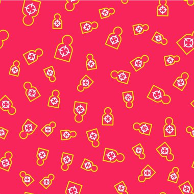 Çizgi insan hedef sporu kırmızı arka planda izole edilmiş ikonu vurmak için. Atış mesafesi ya da atış mesafesi için sayıları olan temiz bir hedef. Vektör.