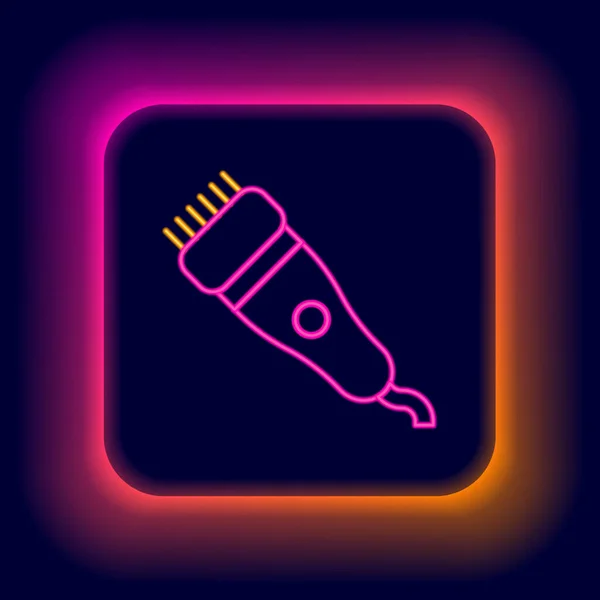 Leuchtende Neon Linie Elektrische Haarschneidemaschine Oder Rasierer Symbol Isoliert Auf — Stockvektor