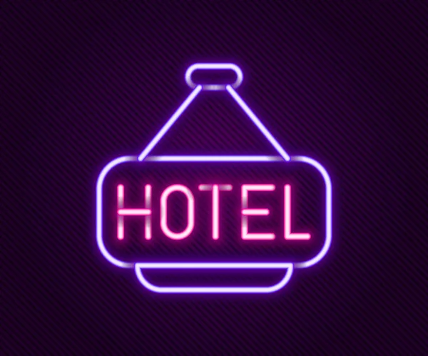 Ragyogó Neon Line Signboard Kültéri Reklám Szöveggel Hotel Ikon Elszigetelt — Stock Vector