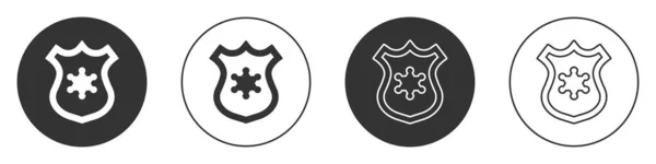 Ikona Odznaku Černé Policie Izolovaná Bílém Pozadí Značka Šerifa Kruhové — Stockový vektor