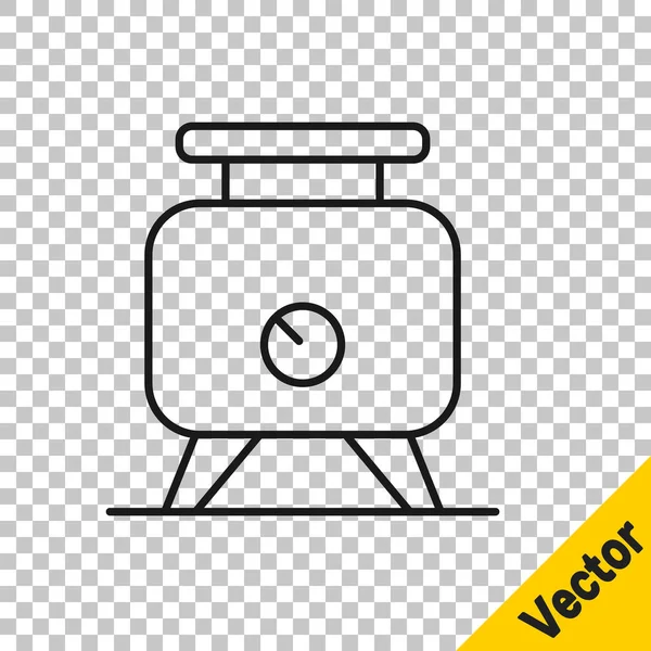 Ligne Noire Cuve Métallique Avec Jus Raisin Comme Icône Fermentation — Image vectorielle