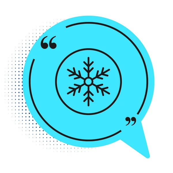 Черная Линия Снежинка Значок Изолирован Белом Фоне Рождеством Новым Годом — стоковый вектор