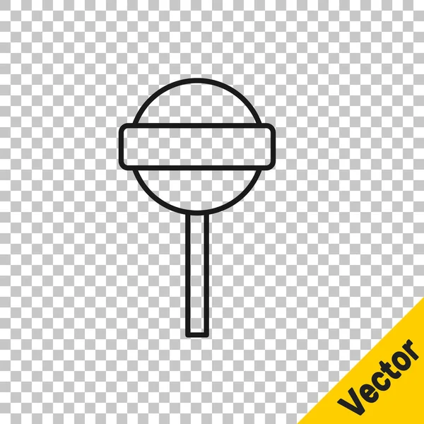 Ligne Noire Lollipop Icône Isolée Sur Fond Transparent Nourriture Symbole — Image vectorielle