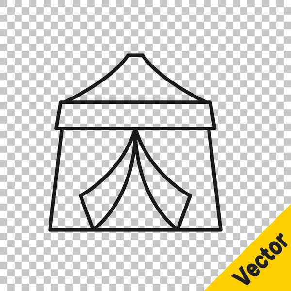 Línea Negra Icono Carpa Circo Aislado Sobre Fondo Transparente Carnaval — Vector de stock