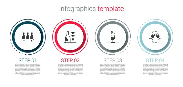 Set Bouteille Vin Dégustation Vin Dégustation Modèle Infographie Entreprise Vecteur — Image vectorielle