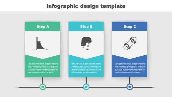 Ustaw Skate Park Skateboard Kasku Szablon Infograficzny Biznesu Wektor — Wektor stockowy