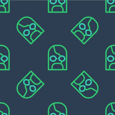 Çizgili Meksikalı güreşçi ikonu mavi arka planda kusursuz desen izole etti. Vektör