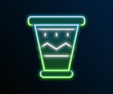 Parlayan neon hattı Meksika davul ikonu siyah arka planda izole edildi. Müzik işareti. Müzik aleti sembolü. Renkli taslak konsepti. Vektör