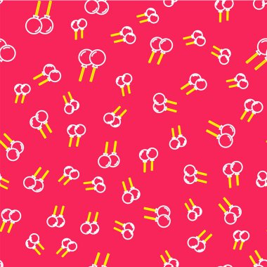 Şerit ikonlu çizgi balonları kırmızı arkaplanda izole edilmiş kusursuz desen. Vektör