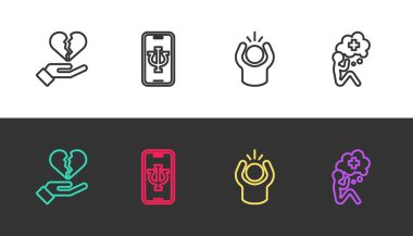 Kırık kalp ya da boşanma. İnternette psikolog. Öfke ve yardım eli uzatma. Vektör.