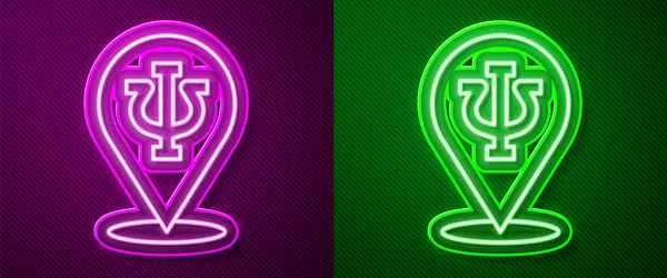 Glowing Neon Line Psychology Icon Isolated Purple Green Background Psi — Stock Vector