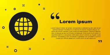 Siyah Küresel teknoloji ya da sosyal ağ simgesi sarı arka planda izole edildi. Vektör