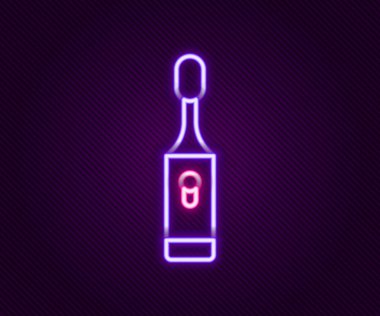 Parlayan neon hattı Elektrikli diş fırçası simgesi siyah arkaplanda izole edildi. Renkli taslak konsepti. Vektör