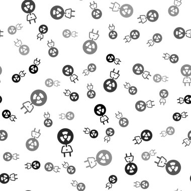 Siyah Radyasyon elektrik prizi ikonu beyaz arka planda izole edilmiş pürüzsüz desen. Nükleer enerji. Vektör