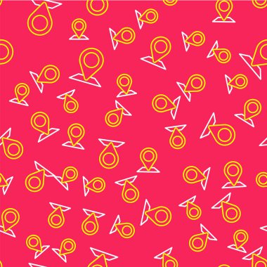 Çizgi Harita simgesi simgesi kırmızı arkaplanda izole edilmiş. Navigasyon, işaret, konum, harita, GPS, yön, yer, pusula, arama konsepti. Vektör