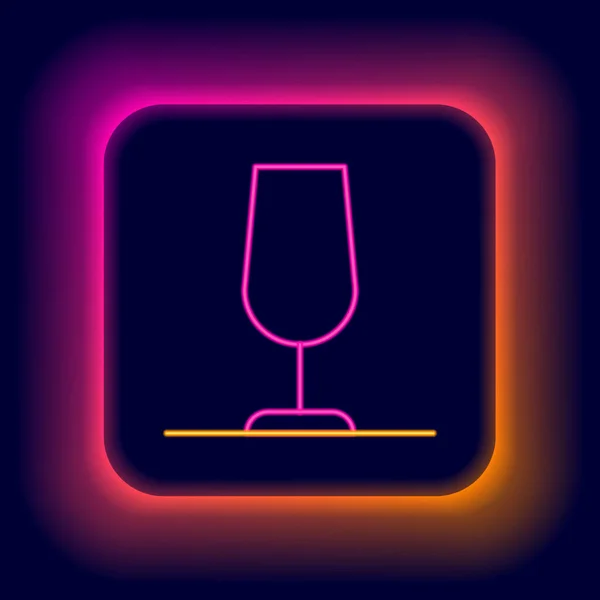 Glödande Neon Line Vin Glas Ikon Isolerad Svart Bakgrund Vinägerskylt — Stock vektor