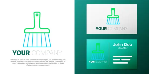 Line Handle Broom Icon Isolated White Background Cleaning Service Concept — Stock Vector