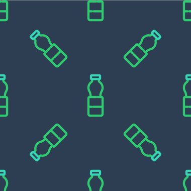 Bir şişe su ikonu mavi arka planda izole edilmiş. Soda su içme tabelası. Vektör