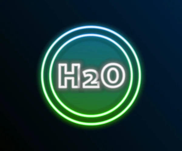 ネオンラインを輝く水のための化学式は黒の背景に単離されたH2O形のアイコンをドロップします カラフルなアウトラインコンセプト ベクトル — ストックベクタ
