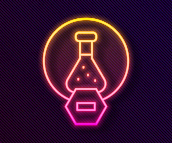 Glowing Neon Line Test Tube Flask Chemical Laboratory Test Icon — Stock Vector