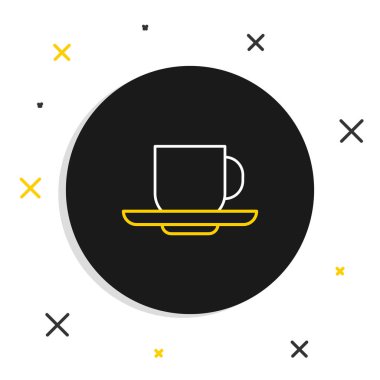 Çizgi kahve fincanı simgesi beyaz arkaplanda izole edilmiş. Çay fincanı. Sıcak içecek kahvesi. Renkli taslak konsepti. Vektör