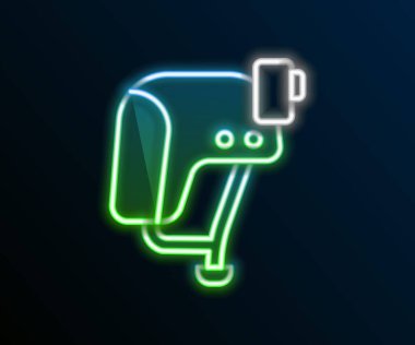 Parlayan neon çizgisi kaykay başlığı simgesi siyah arkaplanda izole edildi. Olağanüstü bir spor. Spor malzemeleri. Renkli taslak konsepti. Vektör