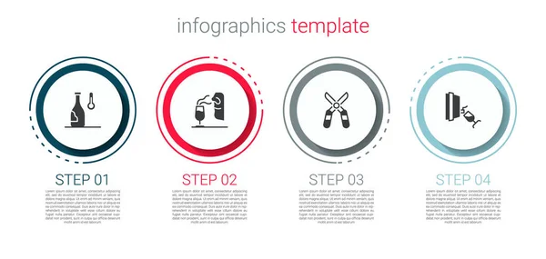 Réglez Température Vin Sommelier Ciseaux Jardinage Dégustation Dégustation Modèle Infographie — Image vectorielle