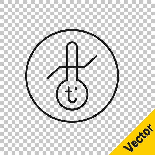 Línea Negra Termómetro Meteorología Icono Medición Aislado Sobre Fondo Transparente — Vector de stock