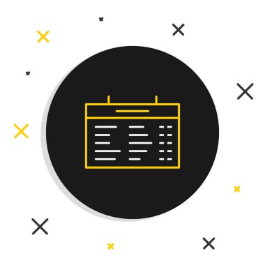 Çizgi tren istasyonu panosu simgesi beyaz arkaplanda izole edildi. Mekanik skor tabelası. Trendeki billboarddaki uçuş bilgileri. Renkli taslak konsepti. Vektör