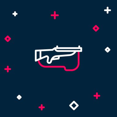 Biatlon hattı ikonu mavi arka planda izole edildi. Kayak tabancası. Renkli taslak konsepti. Vektör