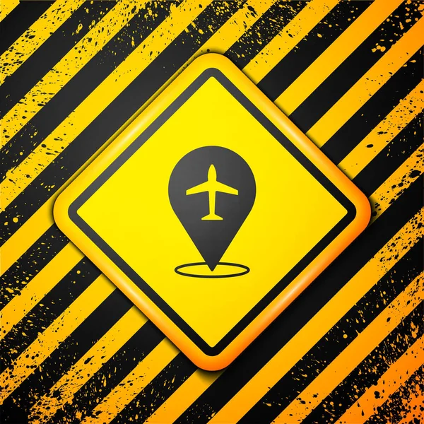 Ікона Black Plane Ізольована Жовтому Тлі Ікона Літака Літає Знак — стоковий вектор
