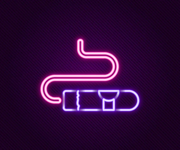 Gloeiende Neon Lijn Sigaar Pictogram Geïsoleerd Zwarte Achtergrond Kleurrijk Concept — Stockvector