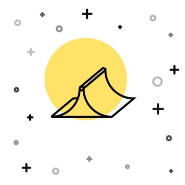 Siyah çizgi kaykay parkı simgesi beyaz arkaplanda izole edildi. Rampa seti, paten parkı için merdiven. Olağanüstü bir spor. Rastgele dinamik şekiller. Vektör