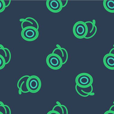 Erikli meyve ikonu mavi arka planda izole edilmiş kusursuz desen. Vektör