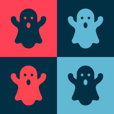 Pop Art Ghost simgesi renk arkaplanında izole edildi. Mutlu Cadılar Bayramı Partisi. Vektör