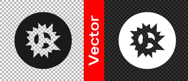 Black Bomb explosion with shrapnel and fireball icon isolated on transparent background. Vector — 스톡 벡터