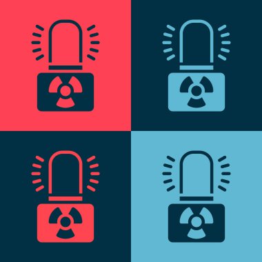 Pop Art Radyoaktif uyarı lambası ikonu renk arkaplanında izole edildi. Vektör