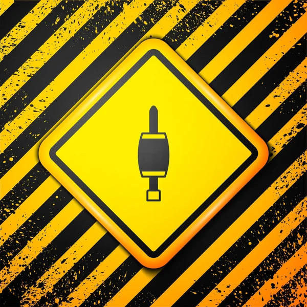 Black Screwdriver icon isolated on yellow background. Service tool symbol. Warning sign. Vector — Stock Vector