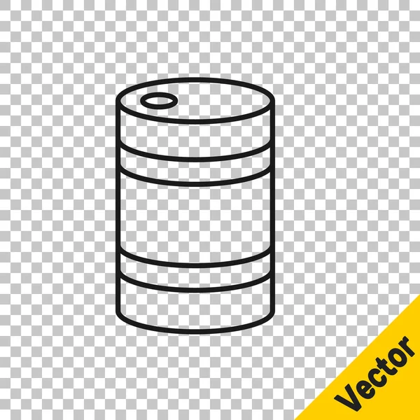 Zwarte lijn Metalen biervat icoon geïsoleerd op transparante achtergrond. Vector — Stockvector