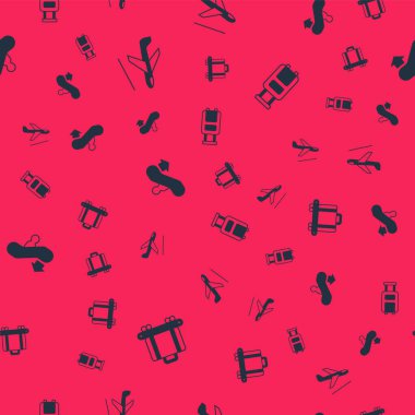 Taşıyıcı bandı bavulla, uçak inişi, yürüyen merdiven inişi ve bavulu kusursuz şekilde yerleştirin. Vektör