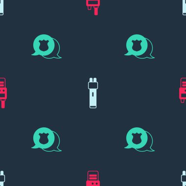 Telsiz, polis elektrik şoku ve rozet ayarlayın. Vektör