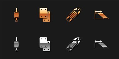 Tornavida, dizlikler, kaykay güvertesi ve park simgesi. Vektör